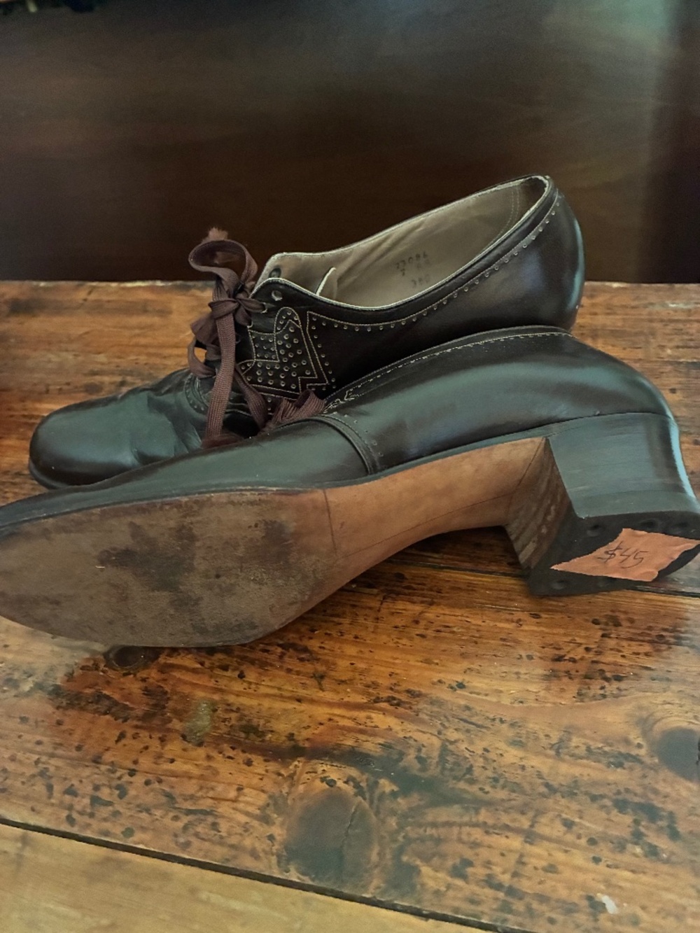 1930s/1940s Brown Leather Oxford Heels